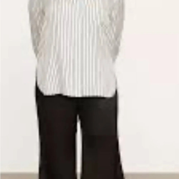 Vince. Silkblend stripe hidden front placket long sleeve standup collar blouse - Picture 10 of 10